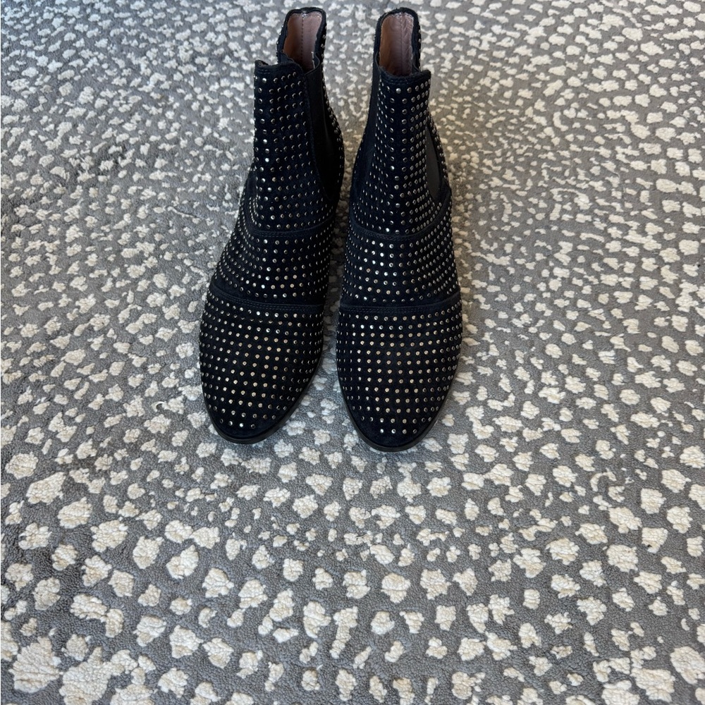 Pollini Studded Suede Ankle Boots